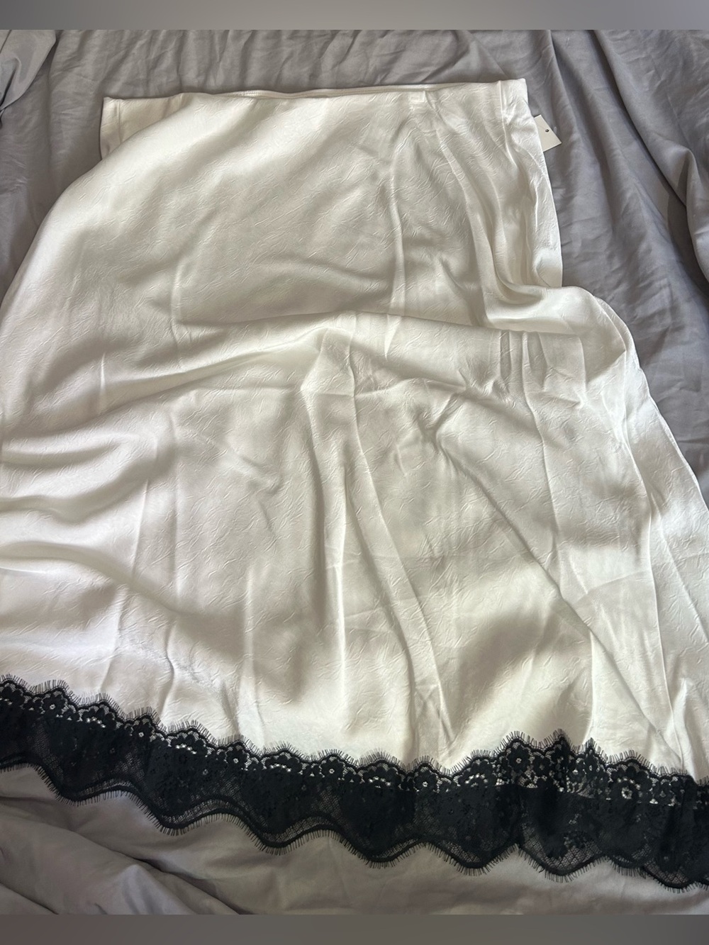 a new day White Slip Skirt with Black Lace Hem
